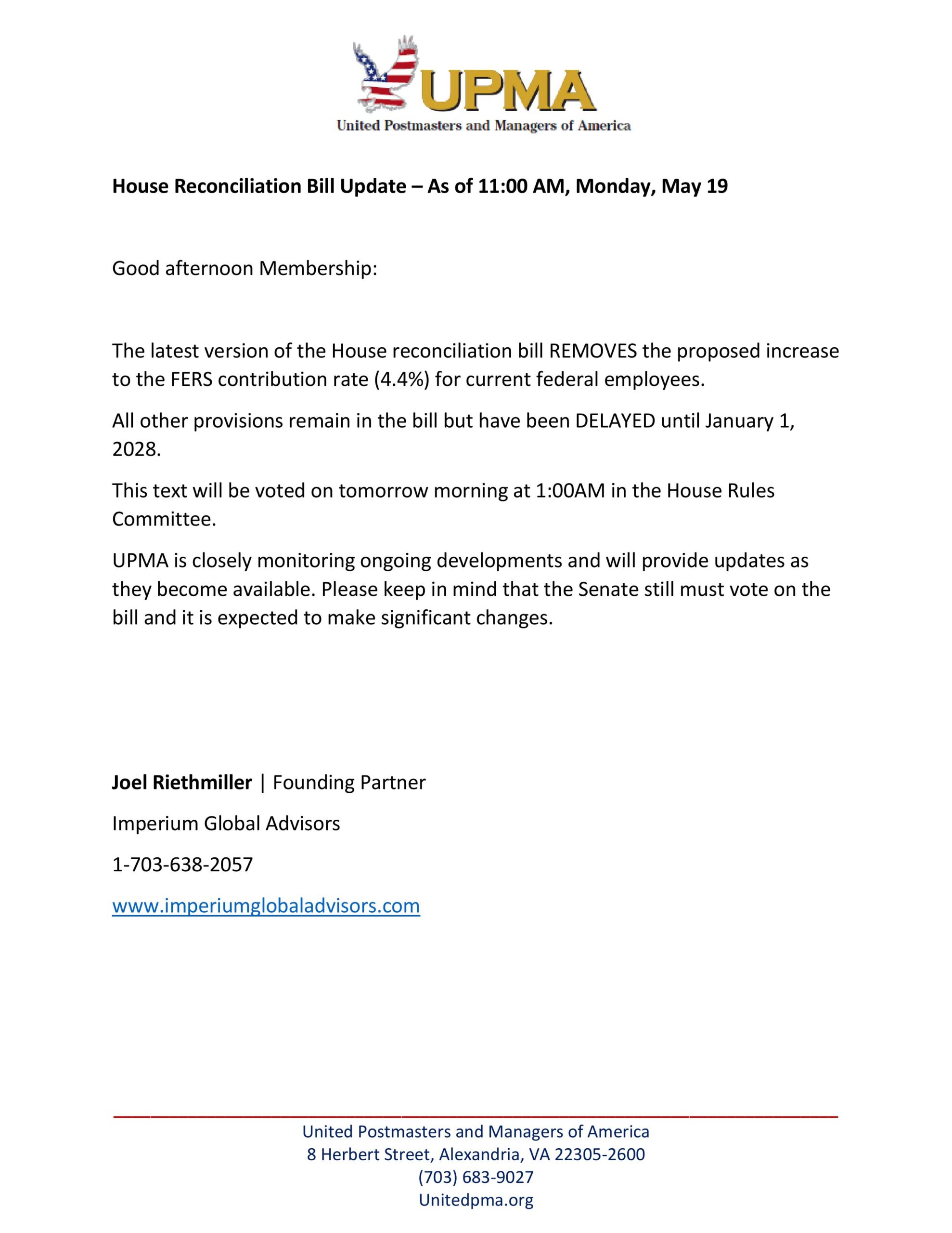 May 19 Afternoon Update